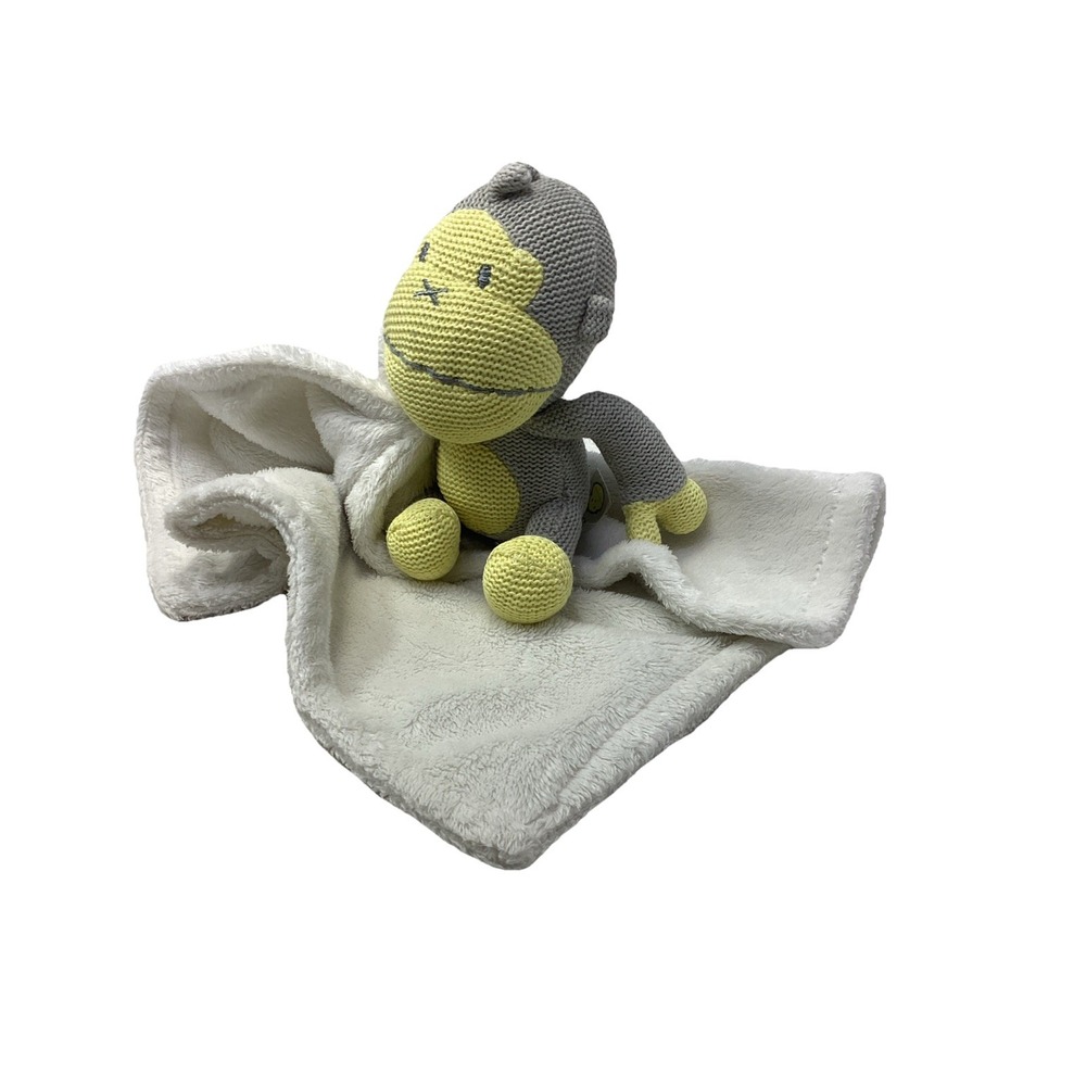 Baby Bum Sweater Monkey Lovey Grey & Yellow W/White Security Stuffed Animal
